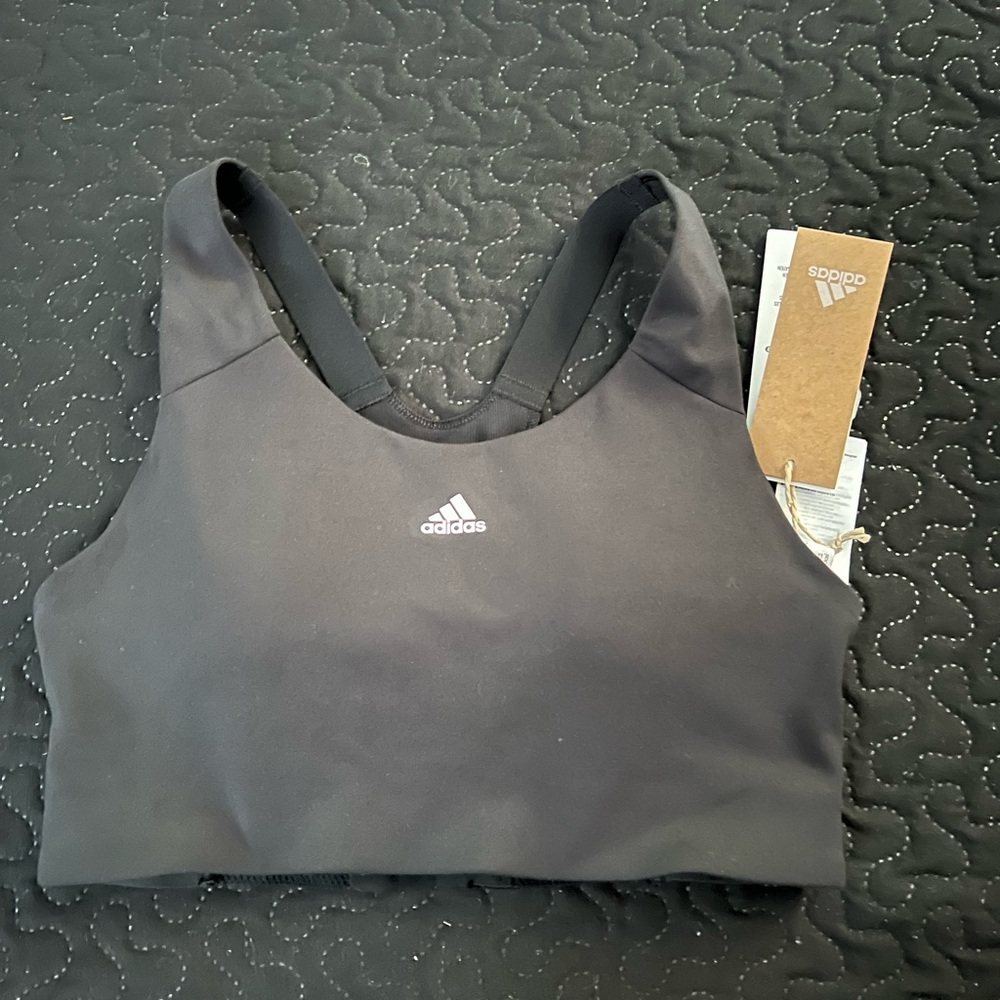 Adidas ultimate sports bra athletic gym yoga workout black small activewear new - Picture 4 of 10